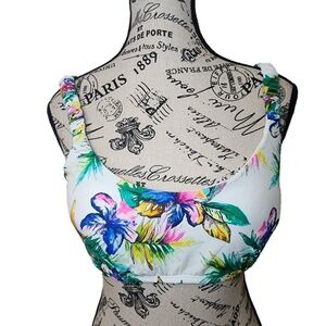 Sundazed Bella Floral Shirred Bikini Top‎ Size L (Top Only)